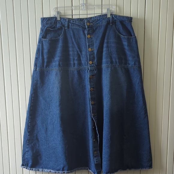 Denim Button-Down Midi Skirt / Maxi Skirt size 3XL - Picture 1 of 4